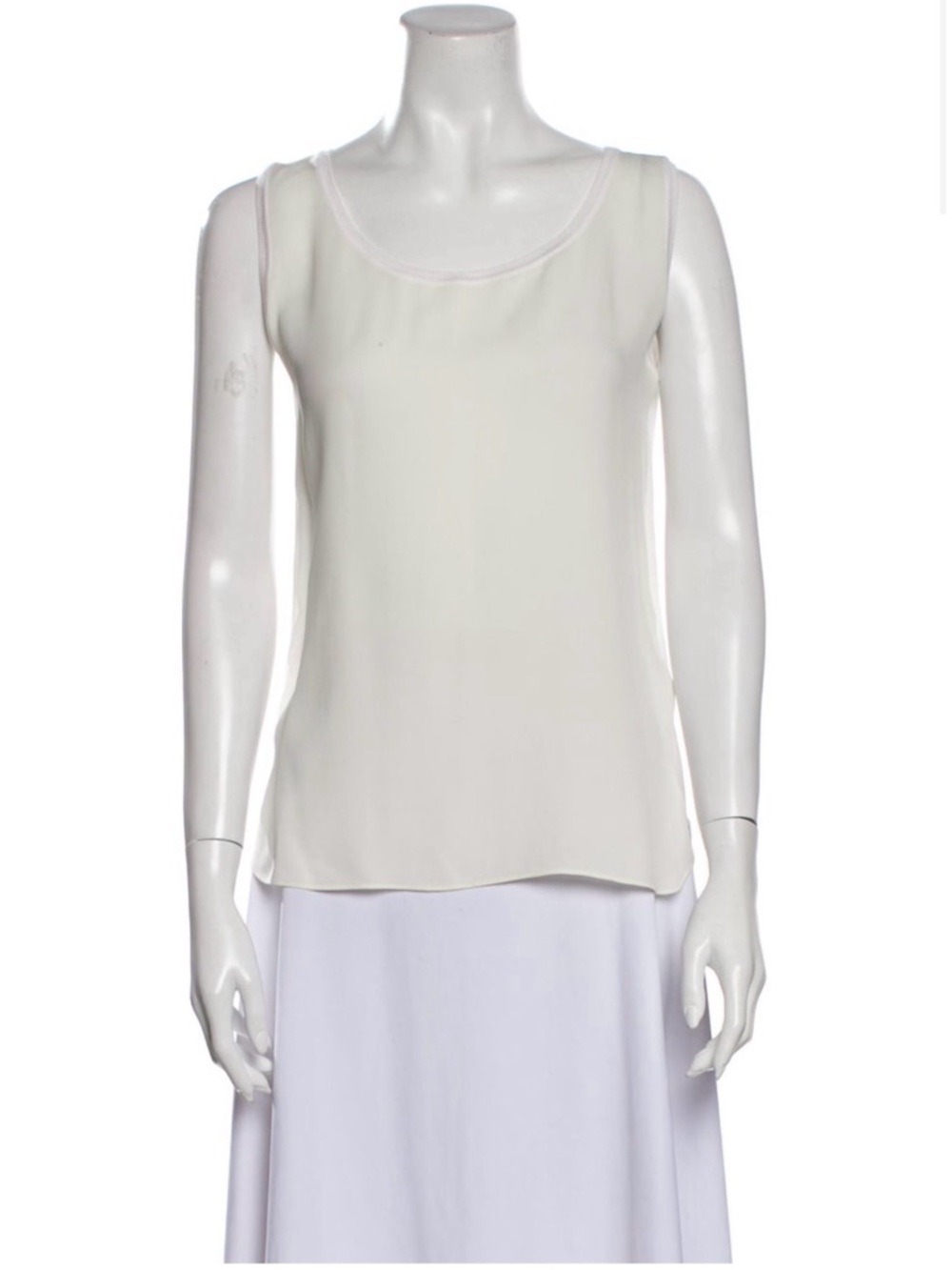 Loro Piana Cream Silk Scoop Neck Tank